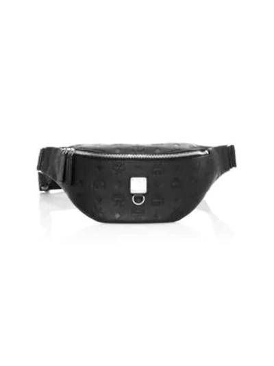Shop Mcm Fursten Monogram Leather Belt Bag In Black