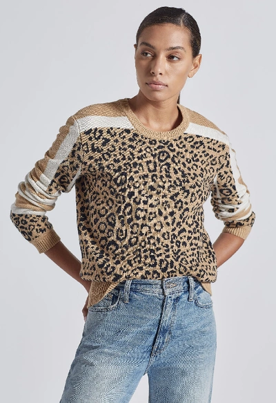 Shop Current Elliott The Duvall Sweater In Camel And Black Jaguar