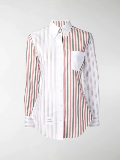 Shop Thom Browne Wide Stripe Flannel Shirt In White