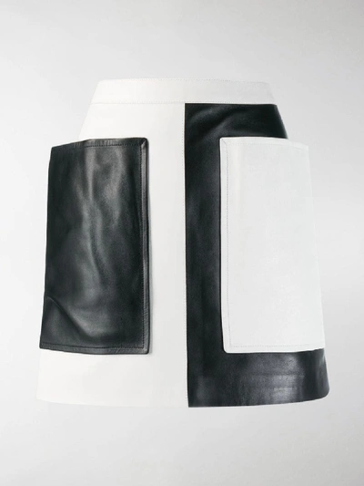 Shop Burberry Pocket Detail Two-tone Lambskin Mini Skirt In Black