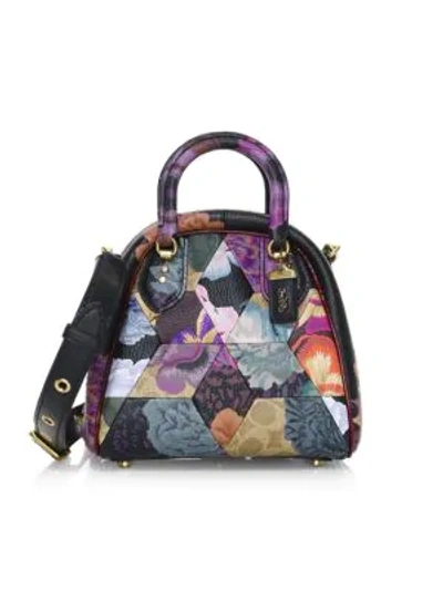 Coach Marleigh Patchwork Signature Coated Canvas & Leather Satchel In Tan  Multi/brass | ModeSens