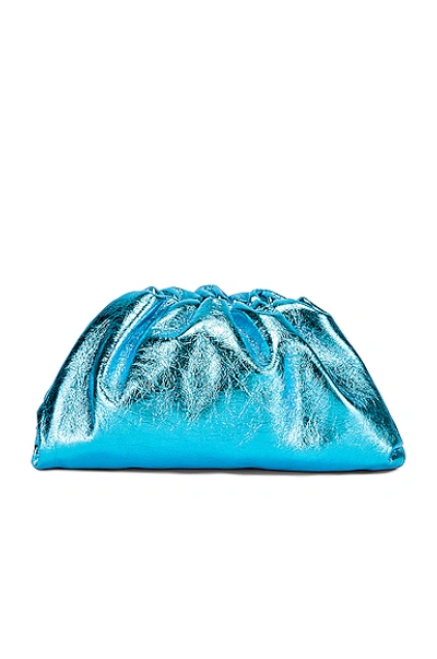 Shop Bottega Veneta Wrinkled The Pouch Clutch In Sky Blue & Silver