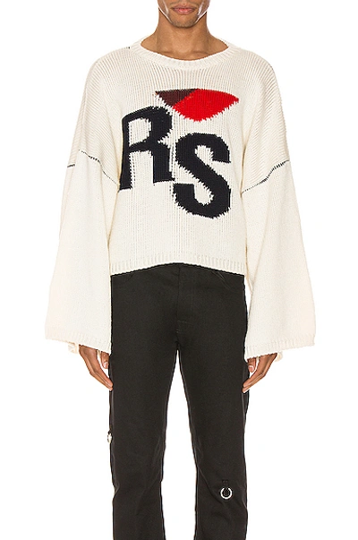 Shop Raf Simons Cropped Oversized Rs Sweater