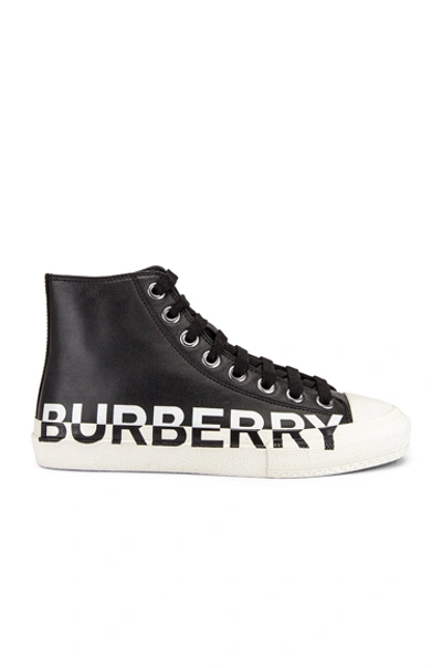 Shop Burberry Larkhall Logo High Top Sneakers In Black