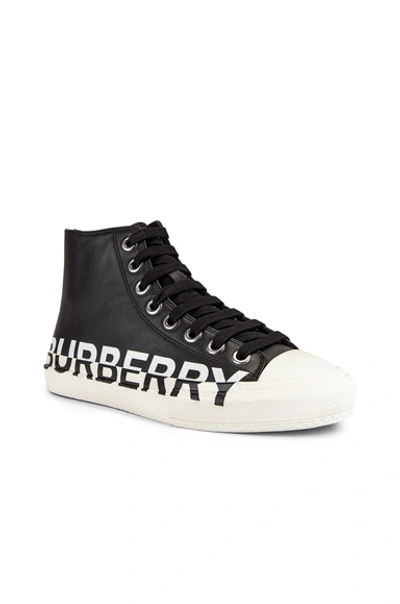 Shop Burberry Larkhall Logo High Top Sneakers In Black