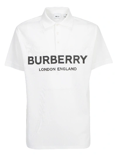 Shop Burberry Luckland Polo Shirt In White