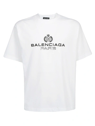 Balenciaga White Paris Laurel Regular Fit T-shirt |