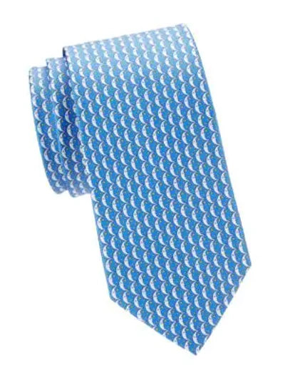 Shop Ferragamo Crescent Moon Silk Tie In Light Blue
