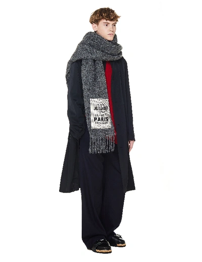Shop Jil Sander Grey Patched Wool Scarf In White