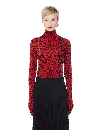 Shop Vetements Red Leopard Bodysuit In White