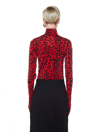 Vetements Leopard-print Roll-neck Bodysuit In Black Red | ModeSens
