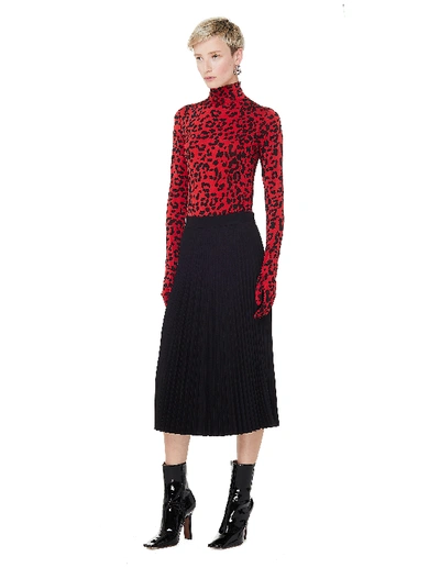 Vetements Leopard-print Roll-neck Bodysuit In Black Red | ModeSens