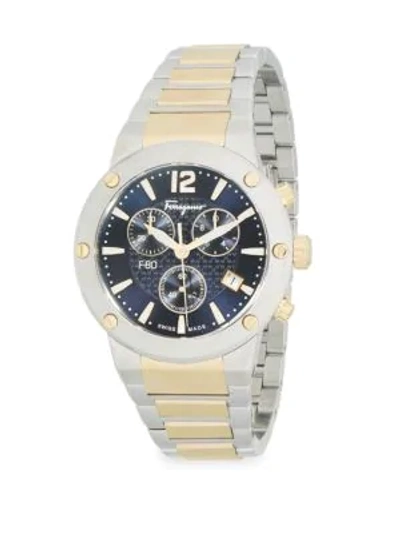 Shop Ferragamo Two-tone Stainless Steel Chronograph Watch In Two Tone