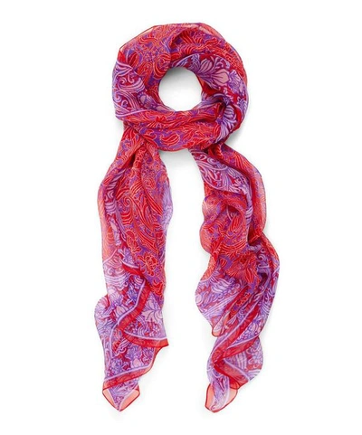 Shop Liberty London Women's Morris Flower Silk Chiffon Scarf In Morris Flower Red