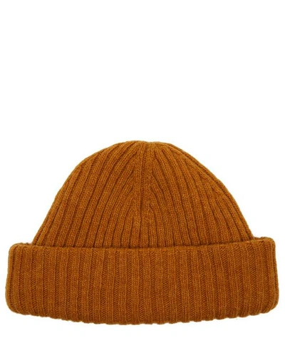 Shop Oliver Spencer Dock Ribbed Beanie In Gold