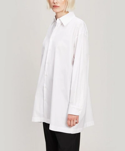Shop Eskandar Slim A-line Cotton Shirt In White