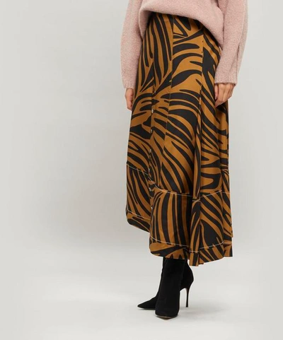 Shop 3.1 Phillip Lim / フィリップ リム Zebra Print Flared Midi-skirt In Braun-black