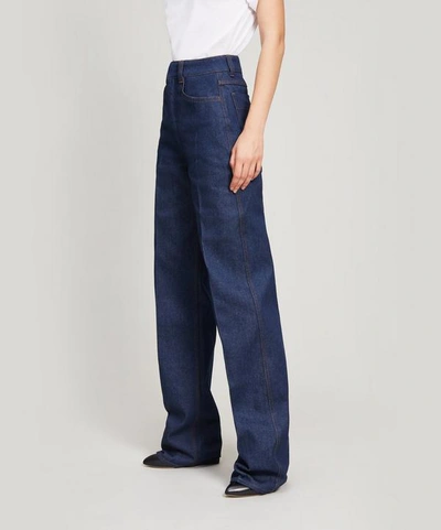 Shop Lemaire Oversize Straight-leg Denim Trousers In Blue