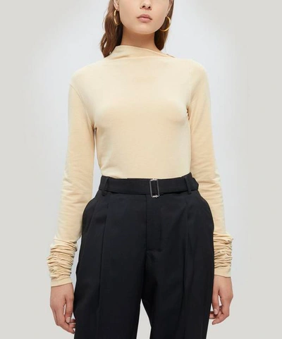 Shop Lemaire Long-sleeved Asymmetric Sweater In White