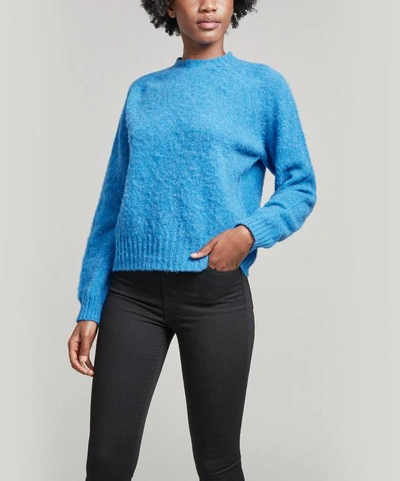 Shop Ymc You Must Create Jets Crew-neck Lambswool Sweater In Blue