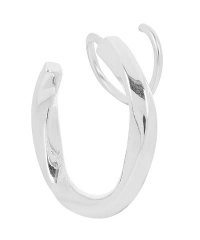 Shop Maria Black White Rhodium-plated Marcelle Twirl Earring Left