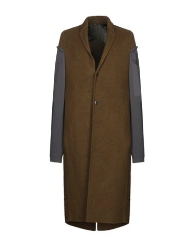 Shop Rick Owens Overcoats In Military Green