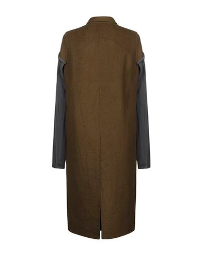 Shop Rick Owens Overcoats In Military Green