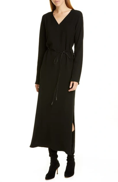 Shop Lafayette 148 Thurmen Belted Long Sleeve Dress In Black
