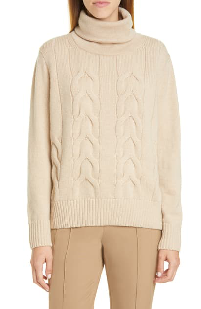 cashmere cable knit turtleneck sweater