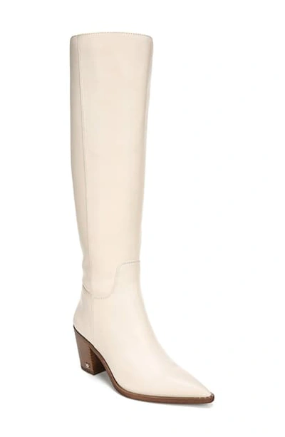 Shop Sam Edelman Lindsey Pointed Toe Knee High Boot In Modern Ivory Leather