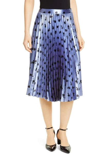 Shop Hvn Tracy Fruit Print Pleated Skirt In Metallic Blue Cherry