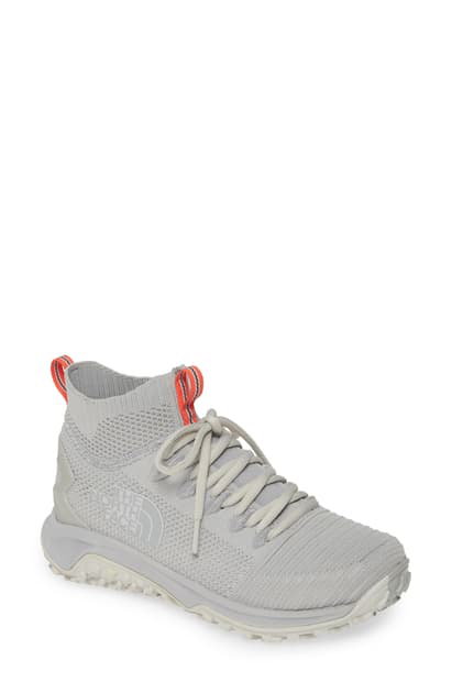 The North Face Truxel Mid Top Hiking Sneaker In Grey/ Fiesta Red | ModeSens