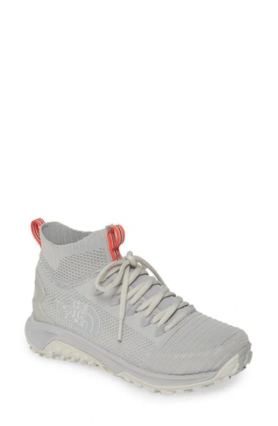The North Face Truxel Mid Top Hiking Sneaker In Grey/ Fiesta Red | ModeSens