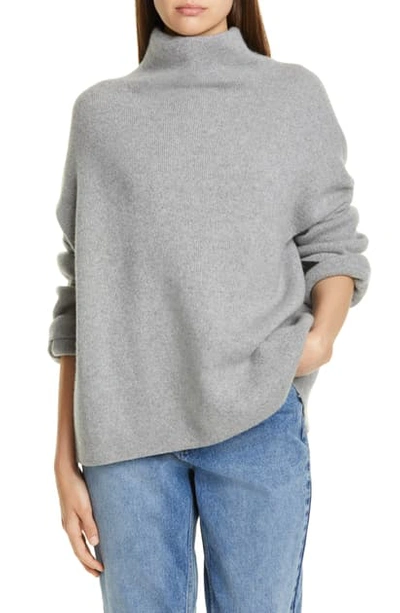 Shop Vince Boiled Cashmere Funnel Neck Pullover In H Grey