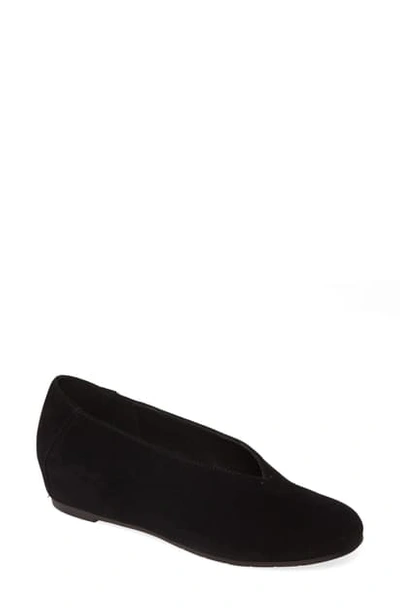 Shop Eileen Fisher Patch Flat In Black Suede