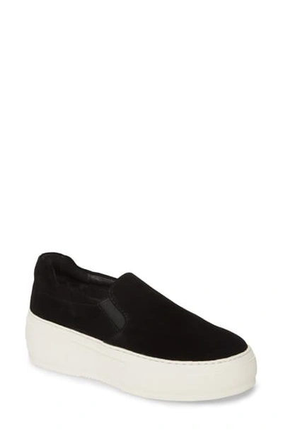 Shop Jslides Cleo Platform Slip-on Sneaker In Black Suede