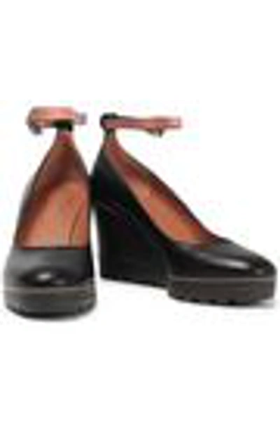 Shop See By Chloé Oslo Leather Wedge Pumps In Black