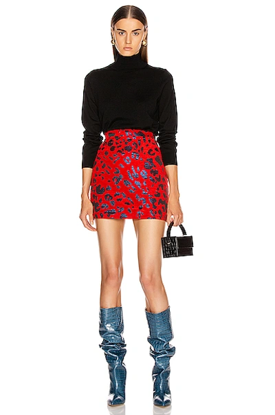 Shop Andamane Bertha Mini Skirt In Red & Blue Leopard