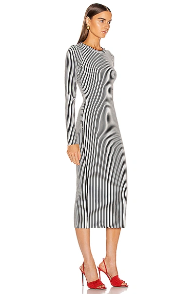 The Range Bound Striped Midi Dress In Black & White