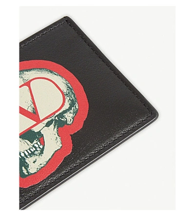 Shop Valentino X Undercover Skull Logo Leather Card Holder In Black