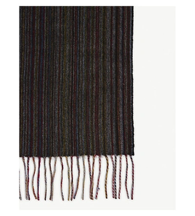 Shop Paul Smith Accessories Herringbone Stripe Wool Scarf In Multi