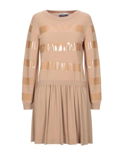 Shop Moschino Short Dresses In Camel