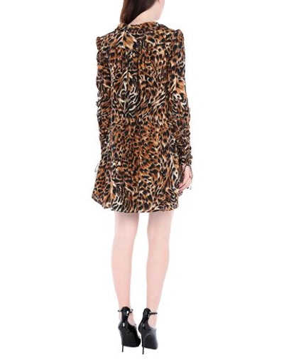 Shop Saint Laurent Woman Mini Dress Camel Size 8 Silk In Beige