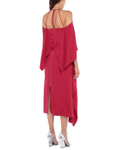 Shop Roland Mouret Woman Midi Dress Burgundy Size 4 Viscose, Acetate, Elastane In Red