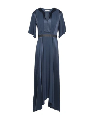 Shop Amanda Wakeley Midi Dress In Dark Blue