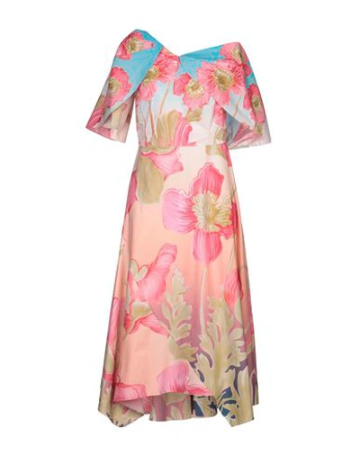 Shop Peter Pilotto Woman Midi Dress Pink Size 4 Cotton