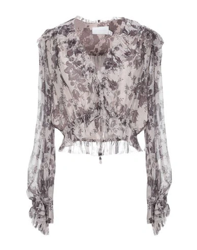 Shop Zimmermann Blouses In Grey