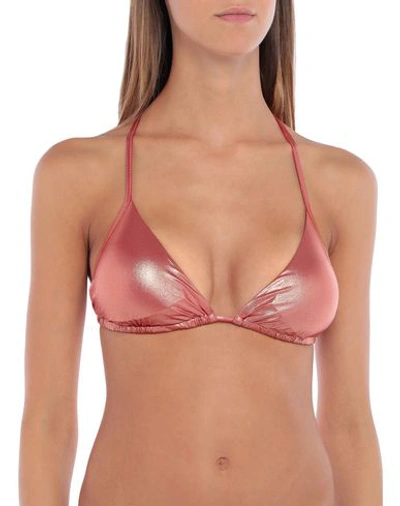 Shop Moschino Bikini Tops In Copper