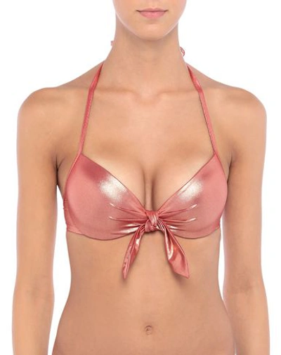 Shop Moschino Bikini Tops In Copper