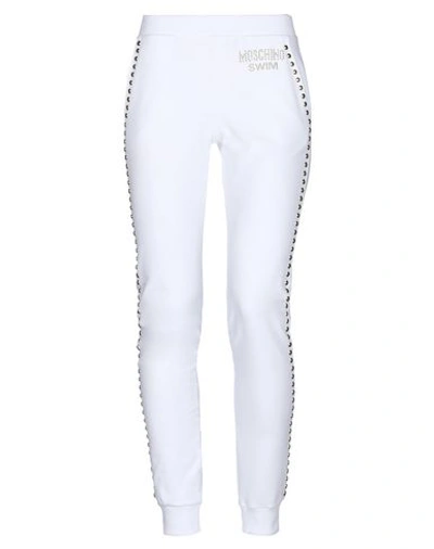 Shop Moschino Woman Pants White Size L Cotton, Elastane